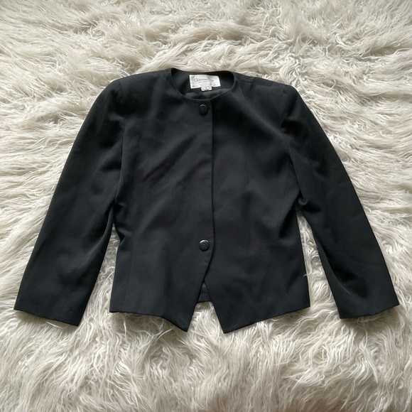 Vintage Christian Dior Jewel Neck Wool Blazer